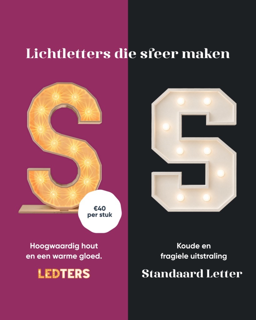 Luxe lichtletters Ledters verhuur